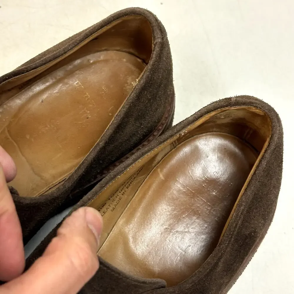 NEW HEELS Crockett & Jones Suede Plain Toe Derby Bench Made in England 10.5 D